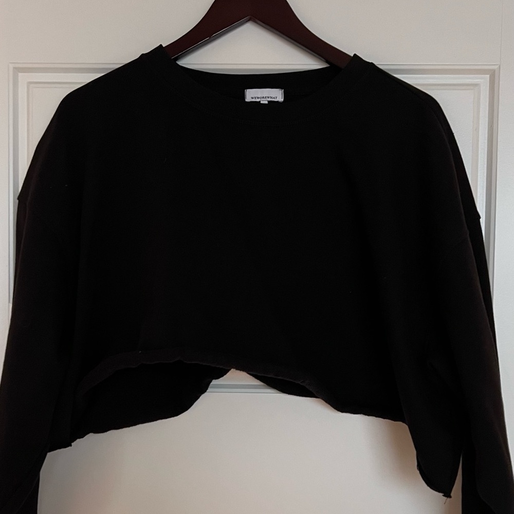 We wore what cropped black hoodie